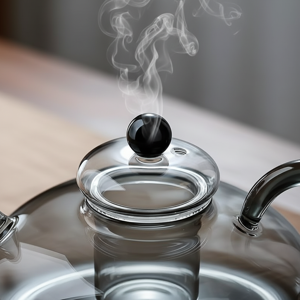 Dettaglio coperchio con pomello nero